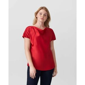 Universal Standard Blouse 4XS 00-0 Viva Boatneck Top in Red New Msrp $118